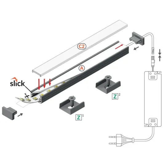 Profilé LED alu pour pose en extérieur