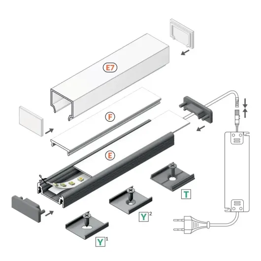 Profilé LED étanche à fixer par clips