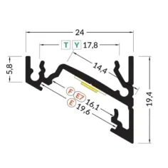 Profilé LED d'angle noir pour ruban LED 14mm 2