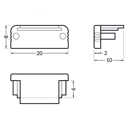 Bouchons gris – Finition propre pour profilé LED SURFACE L