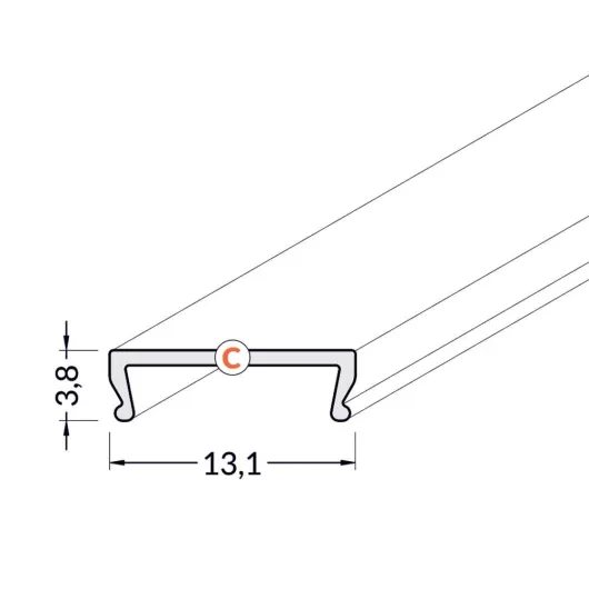 Dimensions du diffuseur à clipser givré pour profilé LED d'angle